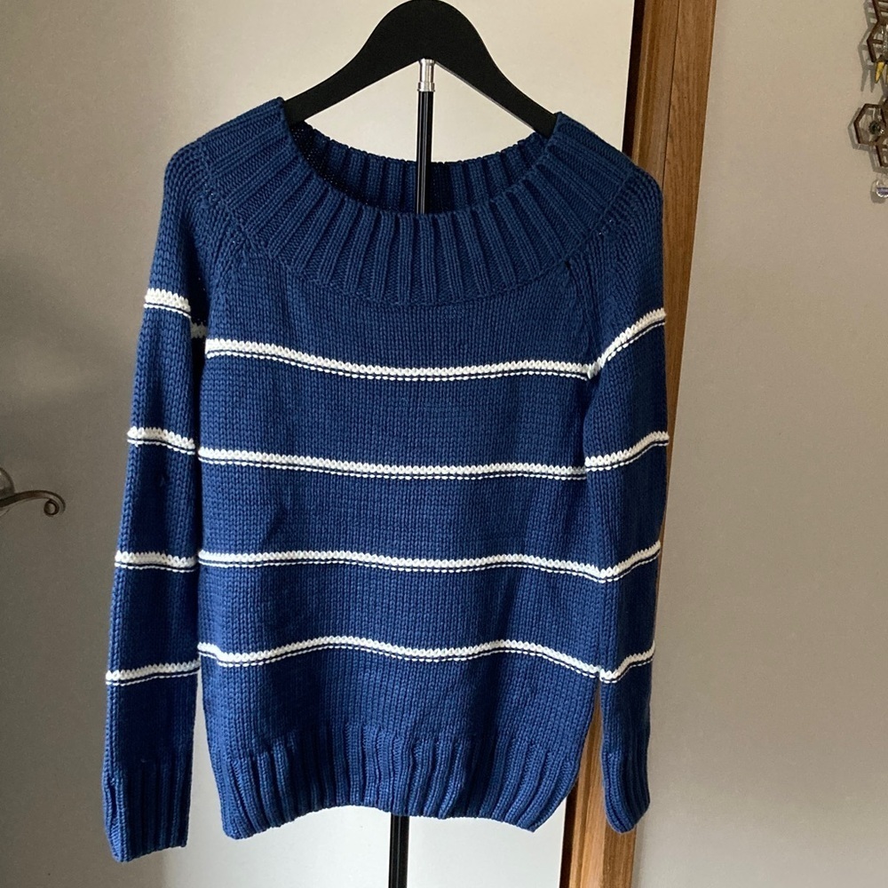 Classic Blue and White Striped Women's Sweater